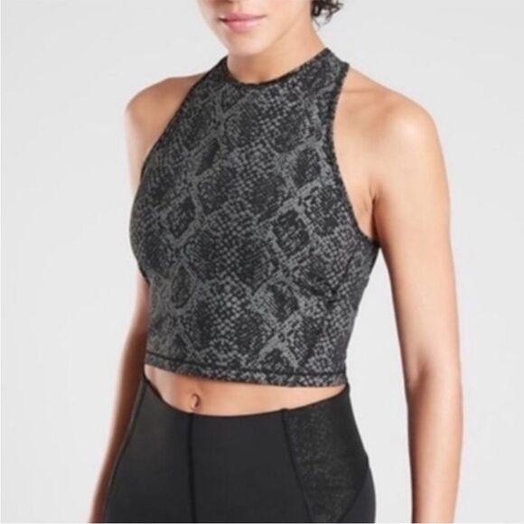 Athleta Shanti Viper Reflective Midi Crop Tank Black Snake Print Size Medium - Picture 1 of 13